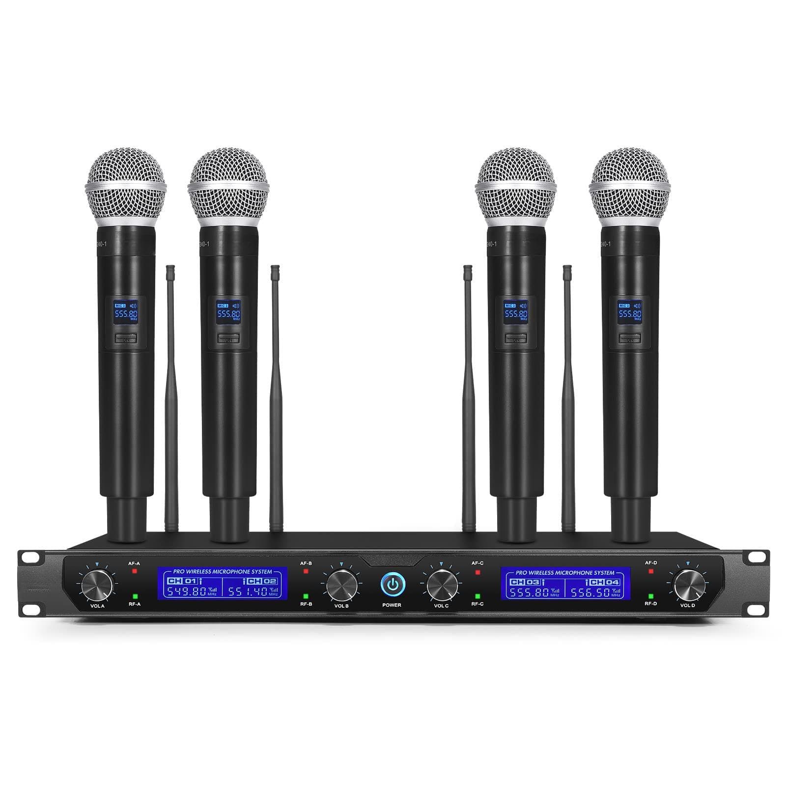 Earthley Blooms - Wireless Microphone System With 4 Handheld Mics Metal Build Fixed Frequency Long Range Ideal For - MK240-1