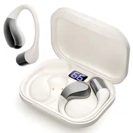 Front. Sugift - Open-Ear Sport Bluetooth Earbuds with Bluetooth 5.4 - White.