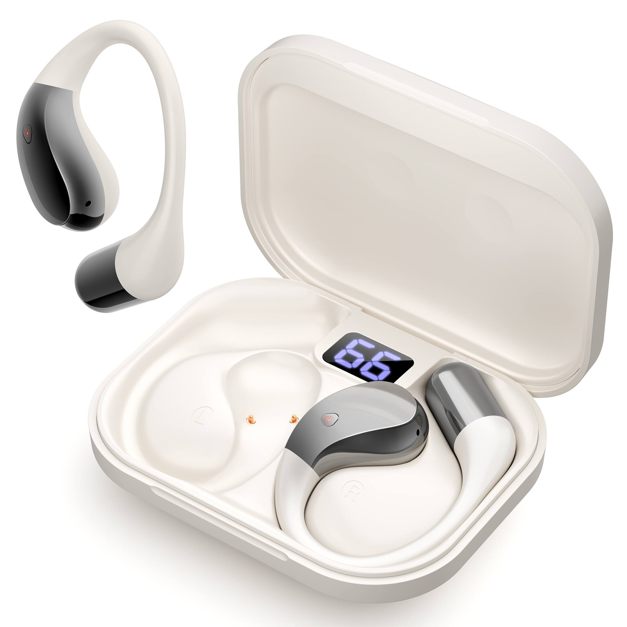 Front. Sugift - Open-Ear Sport Bluetooth Earbuds with Bluetooth 5.4 - White.