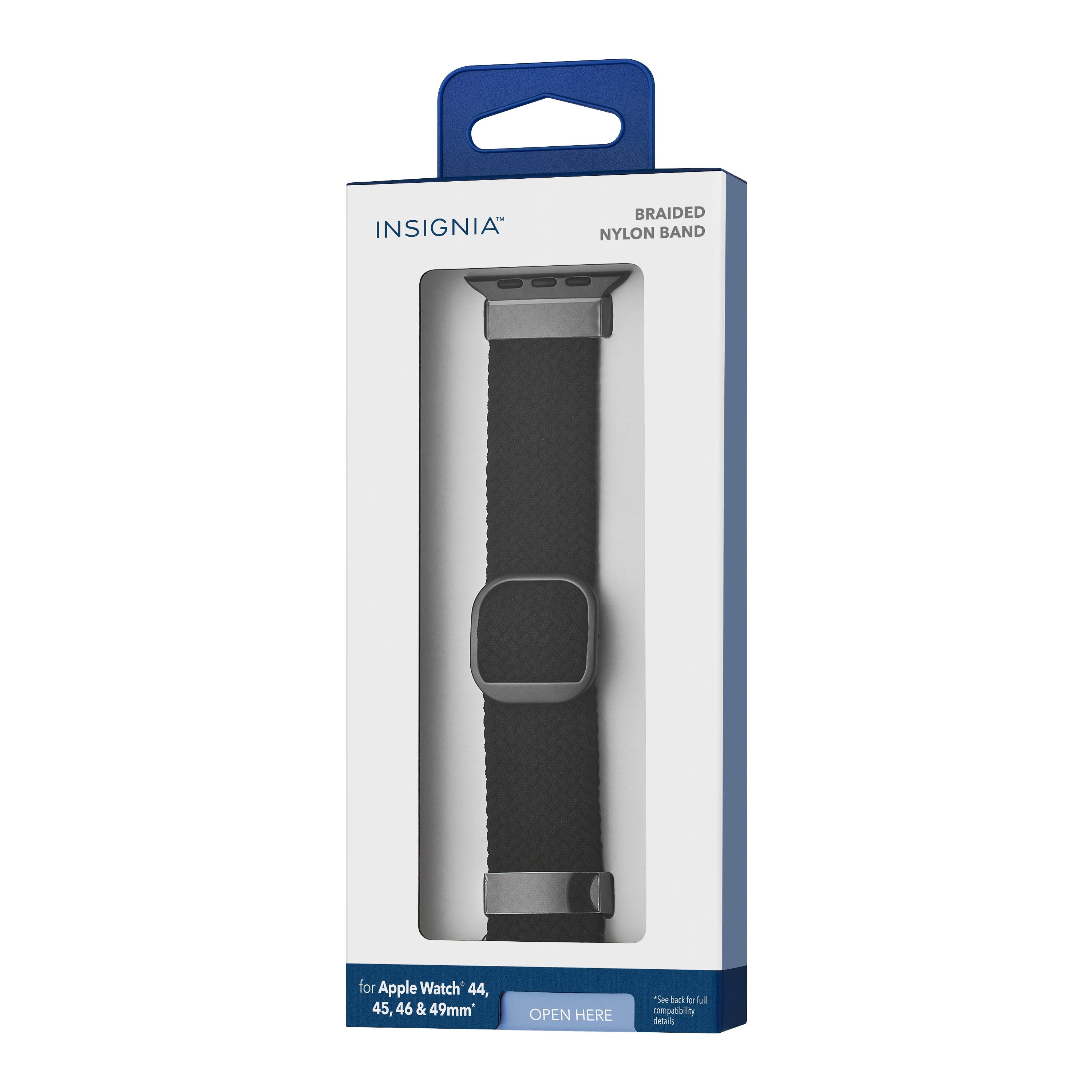 INSIGNIA™  
BRAIDED NYLON BAND  

for Apple Watch 44, 45, 46 & 49mm  

OPEN HERE  

See back for full compatibility details