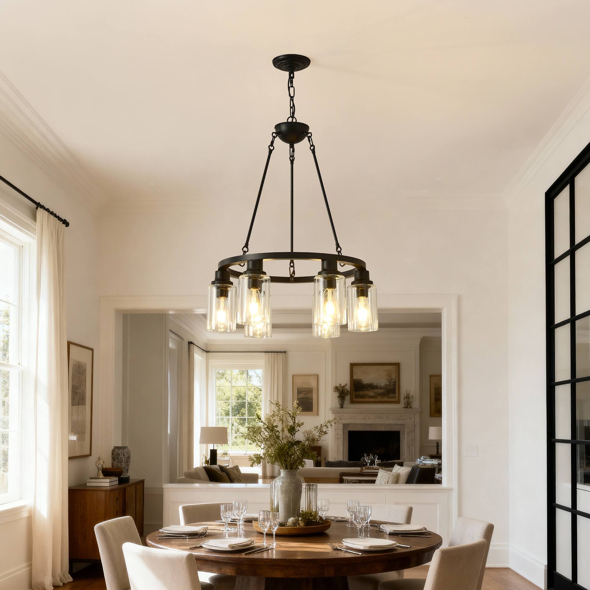 Alt View 3. Boyel Living - 6 Light Black Wagon Wheel Chandelier With Light No Bulbs for Bedroom Bathroom E26.
