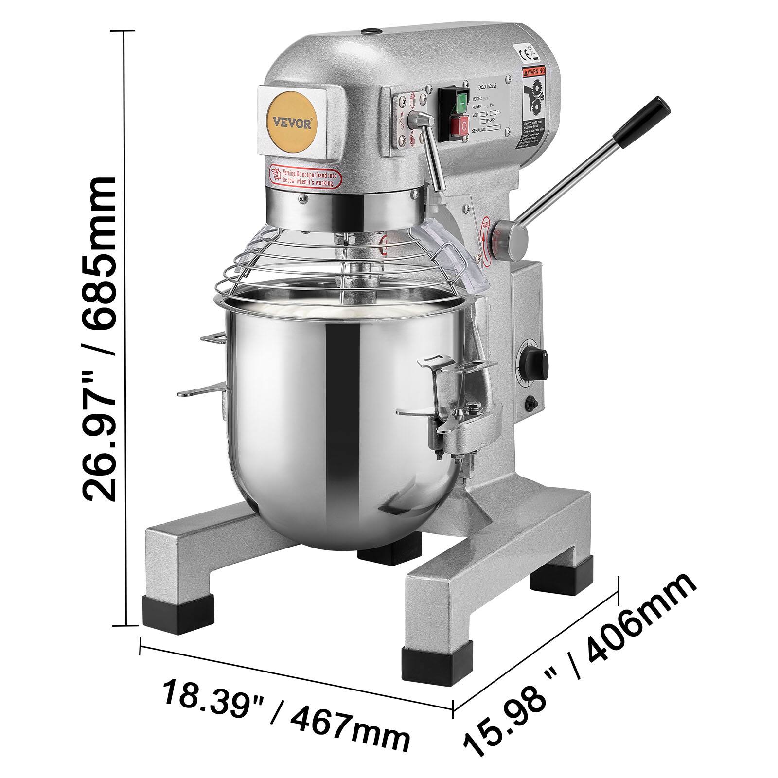 / 685mm 26.97"  
(3) ALWARNING FOODLING VEVOR DM Meming Do hand vier in 5 working " | 406mm 18.39" | 15.98 467mm