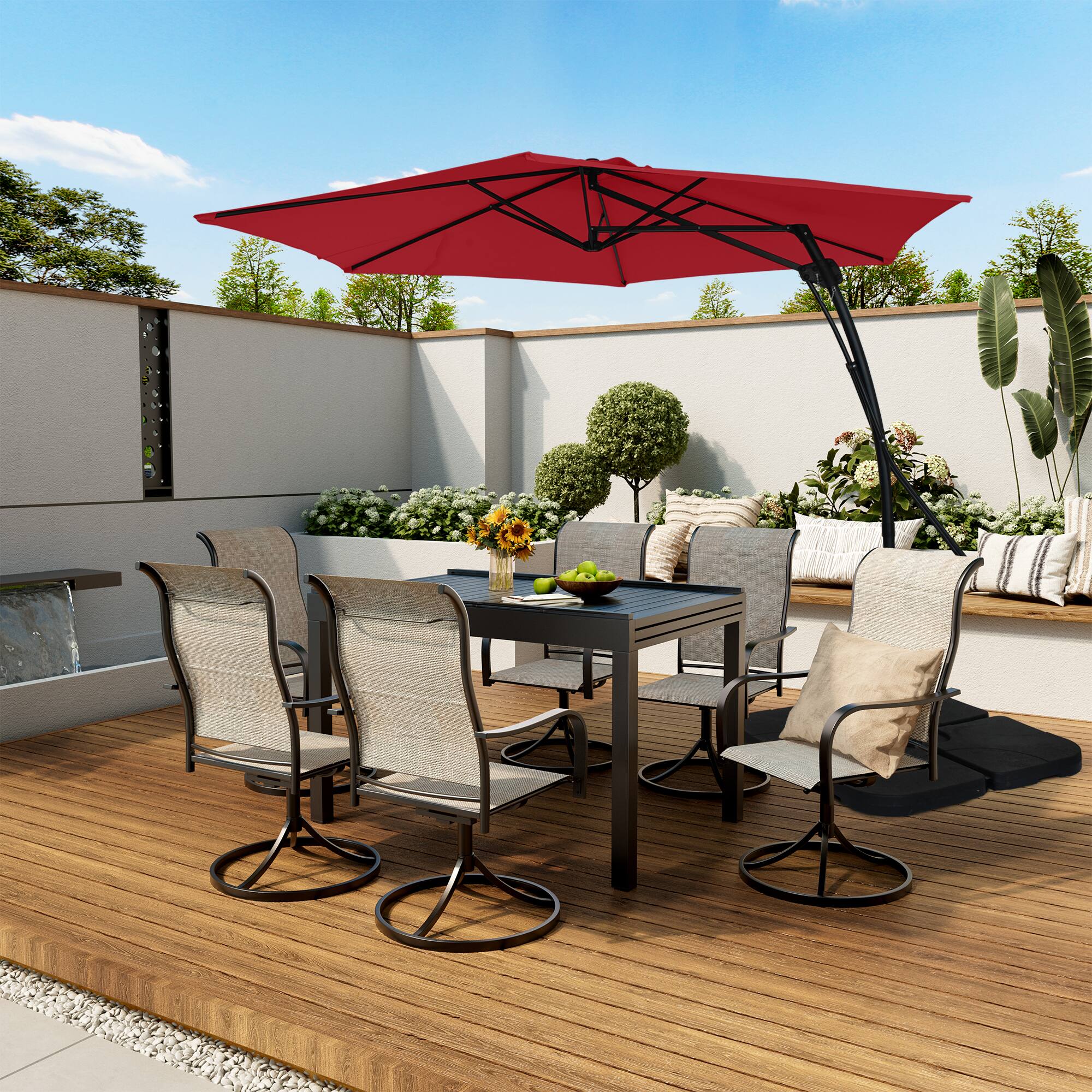 Alt View 2. Boyel Living - 10 Ft. Outdoor Patio Cantilever Umbrella with Stand.