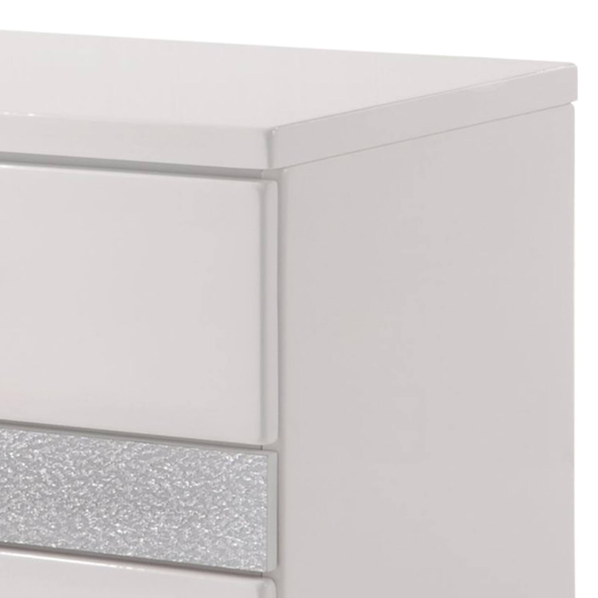 Alt View 1. Manhattan Lane - Nightstand With Three Center Metal Glide Drawers - White.