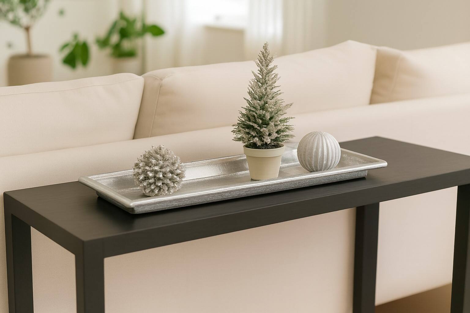 Back. Jiallo - Rectangular tray with handle: 29.5x7" - Silver.