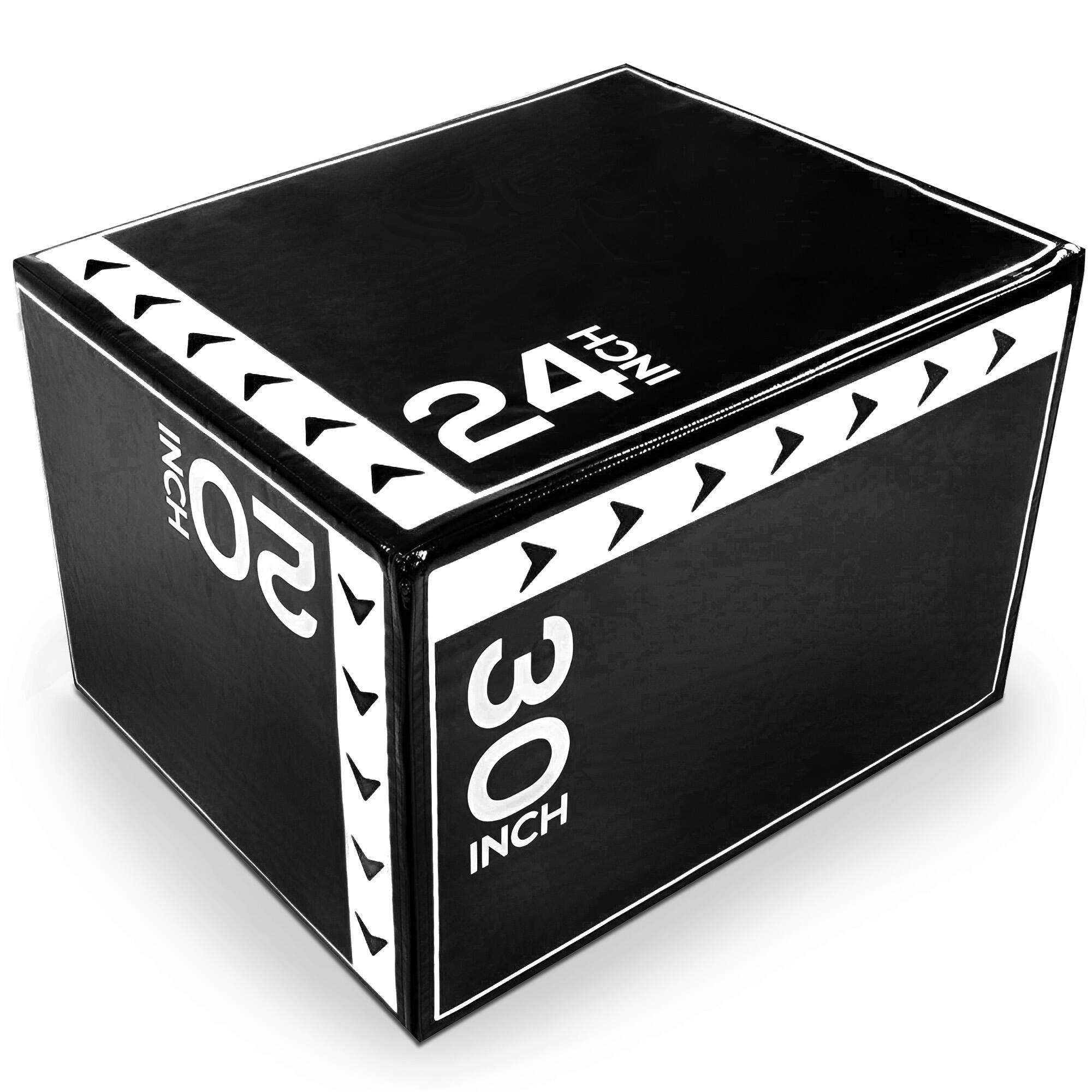 BalanceFrom Fitness - 16 Pound Versatile 3-in-1 Plyometric Jumping Exercise Box - Black & White