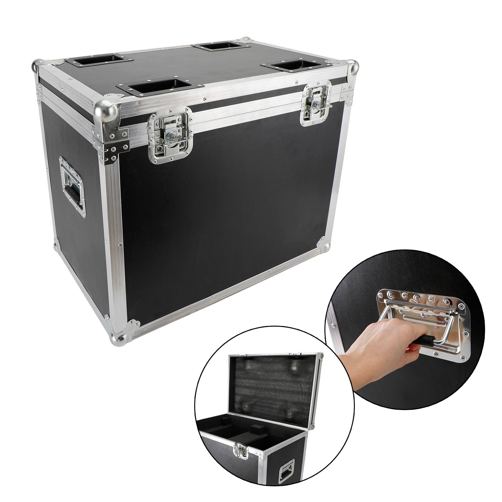 Alt View 2. Topteng - Flight Case for Stage Light & Smoke Machine - Heavy-Duty Aluminum Case.