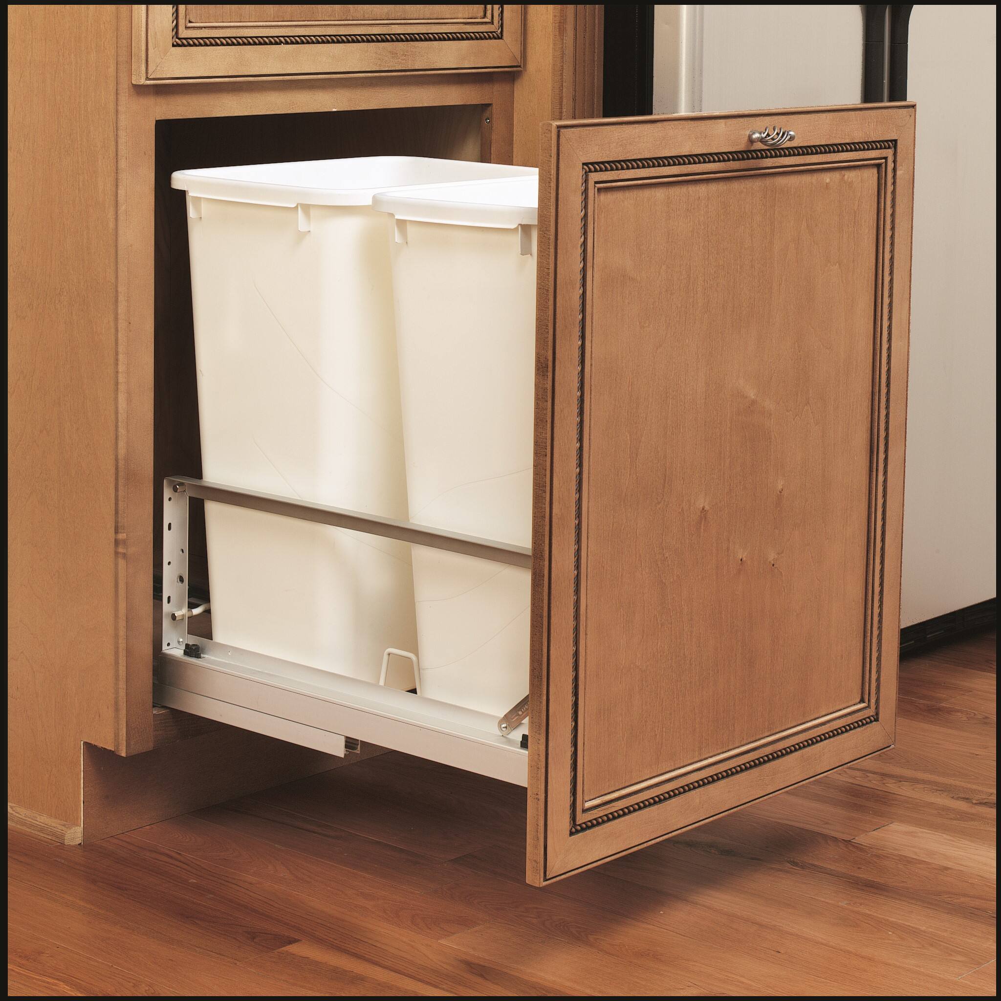 Alt View 7. Rev-A-Shelf - Rev-A-Shelf Double Pullout 50 qt. Kitchen Trash Can w/ Soft-Close, 5349-2150DM-2 - Silver.