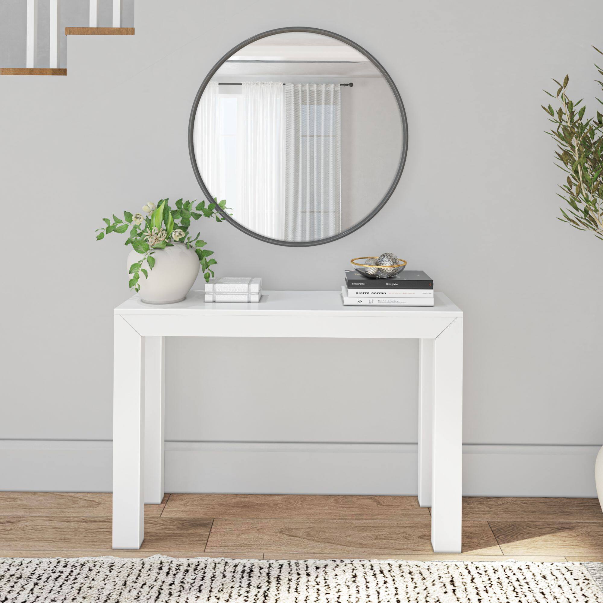 Alt View 1. Plank+Beam - Modern Console Table - 46 inches, White - White.