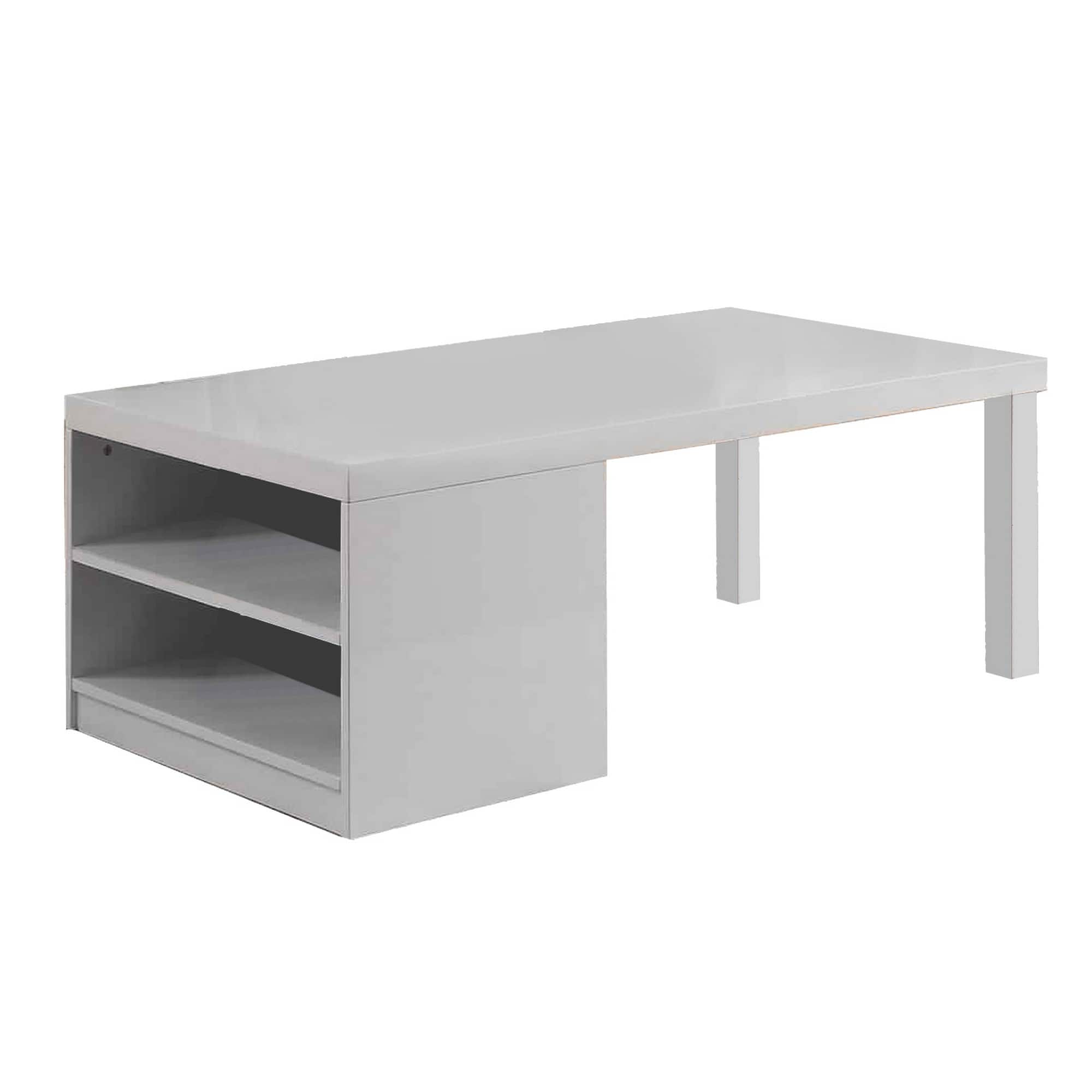 Manhattan Lane - Wood and Metal Frame Coffee Table with Open Shelves - White and Chrome