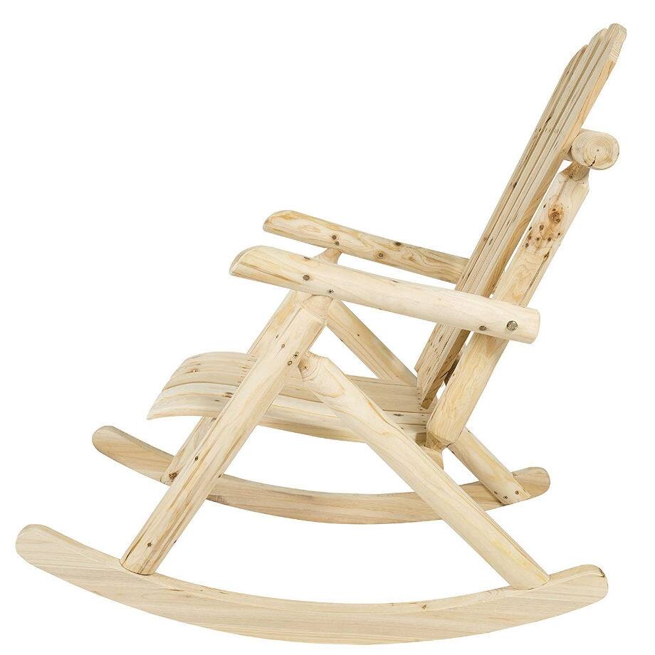 Hivvago Outdoor Wooden Log Rocking Chair Adirondack Style Natural ...