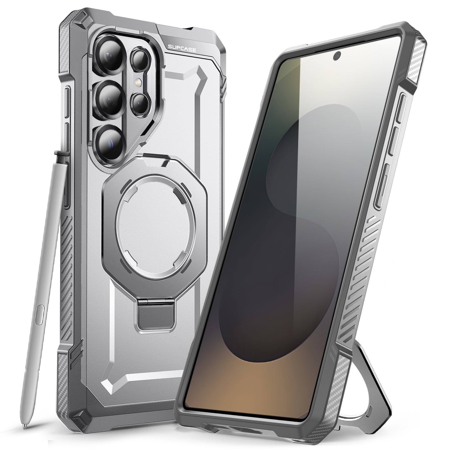 Angle. SUPCASE - Galaxy S25 Ultra UB Grip MagSafe Phone Case - White.