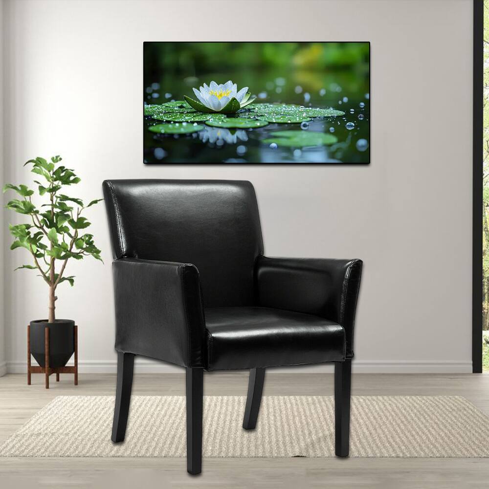 Hivvago - Contemporary Faux Leather Executive Armchair Sofa - Black