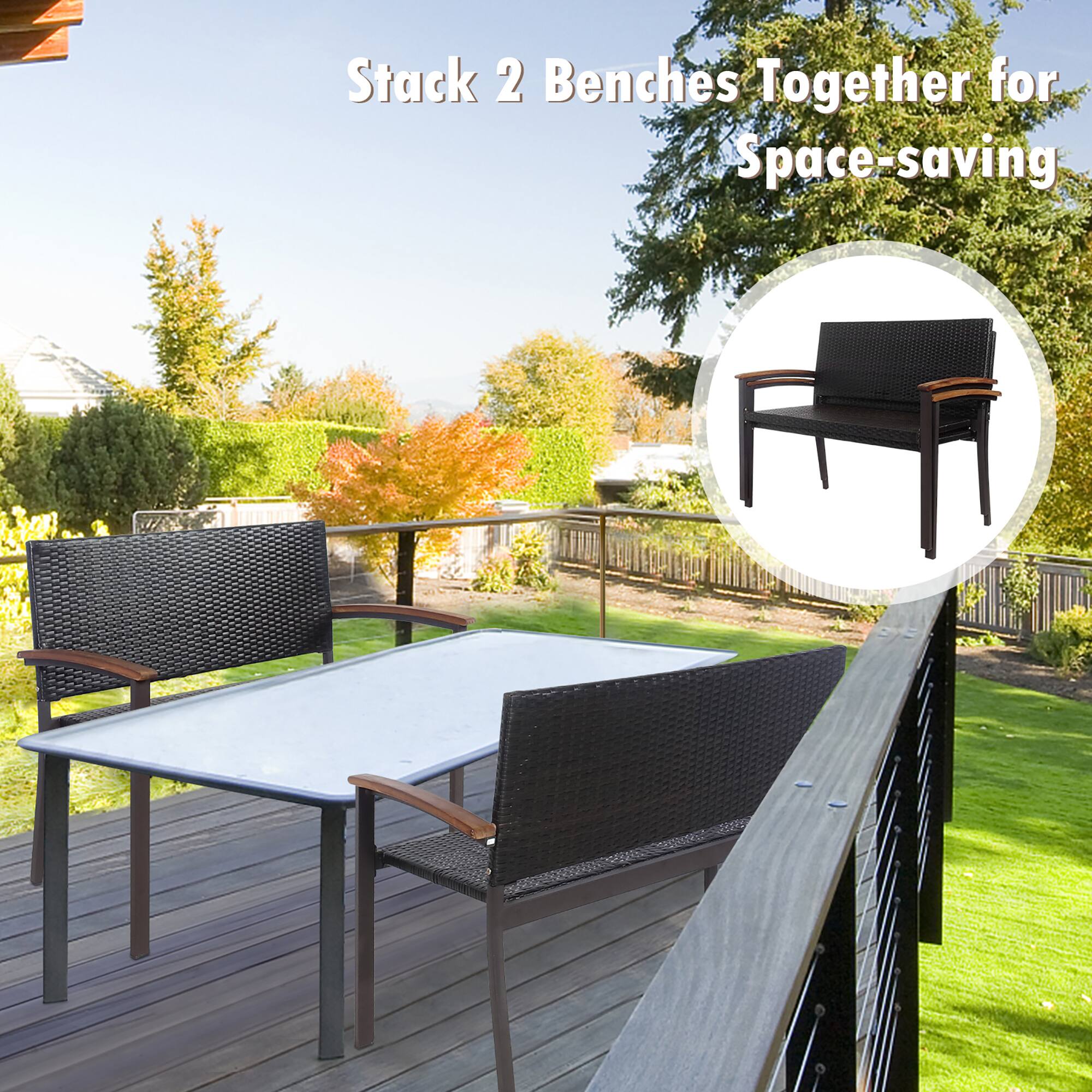 Stack 2 Benches Together for Space-saving