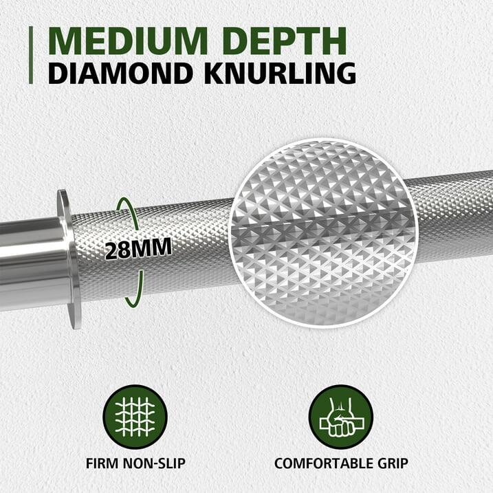 MEDIUM DEPTH DIAMOND KNURLING 28MM FIRM NON-SLIP COMFORTABLE GRIP