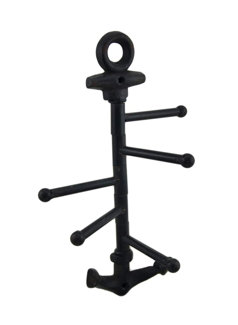 Zeckos - Cast Iron Nautical Anchor Pivoting Wall Hook - Black