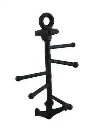 Front. Zeckos - Cast Iron Nautical Anchor Pivoting Wall Hook - Black.