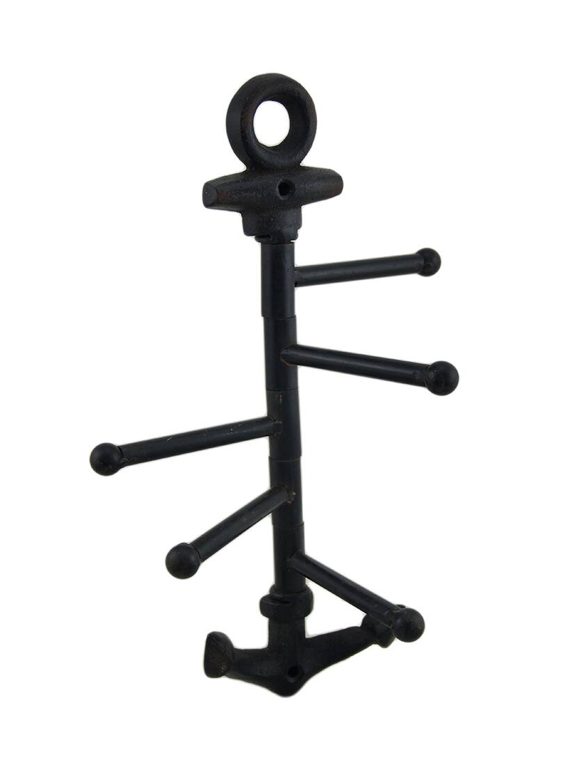 Front. Zeckos - Cast Iron Nautical Anchor Pivoting Wall Hook - Black.