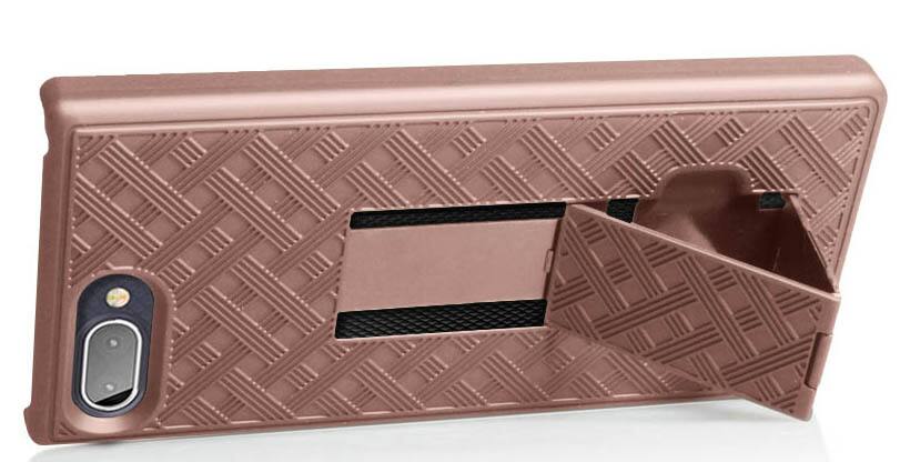 Alt View 4. Nakedcellphone - Case with Stand and Belt Clip Holster for BlackBerry Key2 LE - Rose Gold.