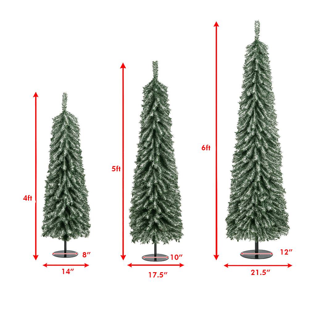 - 4ft: 14" diameter, 8" base
- 5ft: 17.5" diameter, 10" base
- 6ft: 21.5" diameter, 12" base