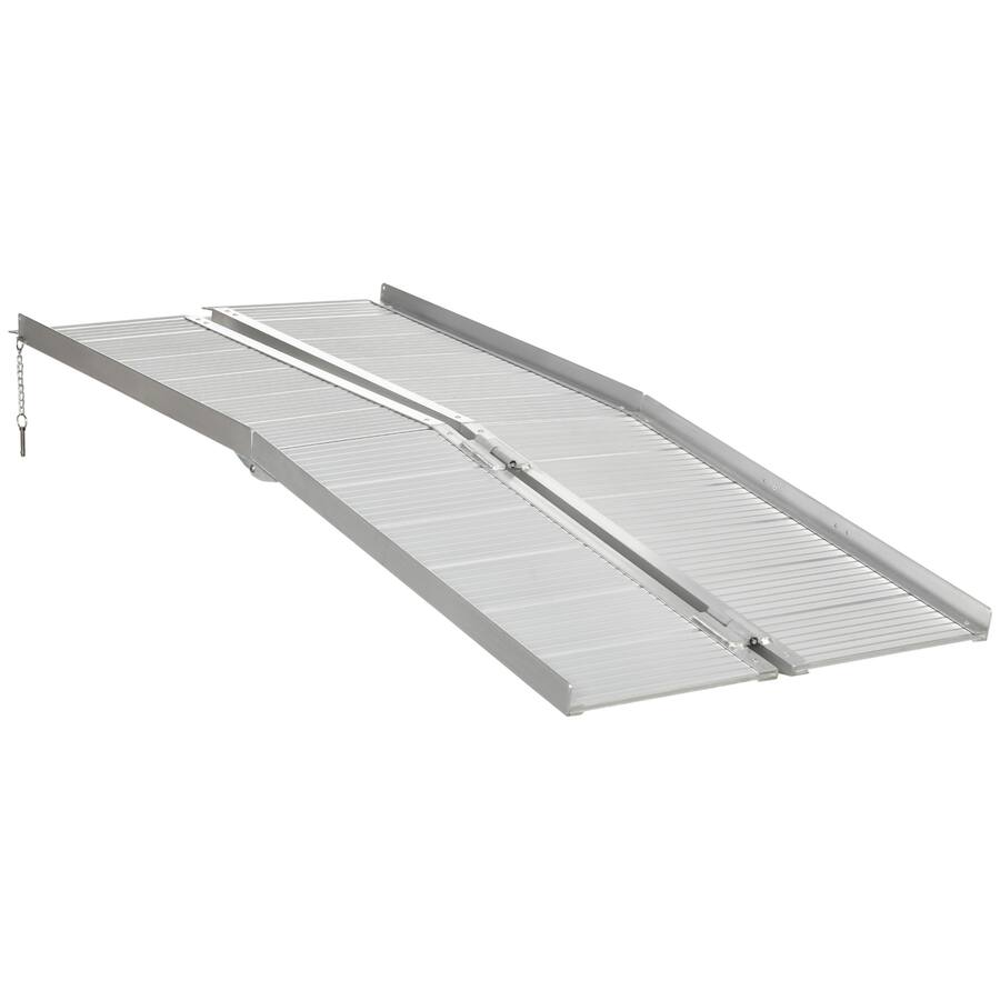 Silver Ramp Homcom Textured Aluminum Folding Wheelchair Ramp Silver 713-003V00SR ...