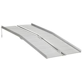 Homcom - Wheelchair Ramp 6FT, Foldable Aluminum Threshold Ramp with Non-Slip Surface and Handle, 600lbs Weight Capacity - Silver