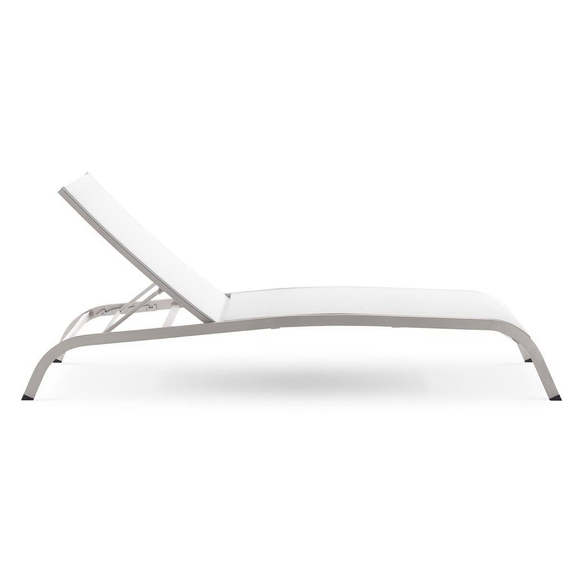 Left. Modway - Savannah Mesh Chaise Outdoor Patio Aluminum Lounge Chair by Modway - White.