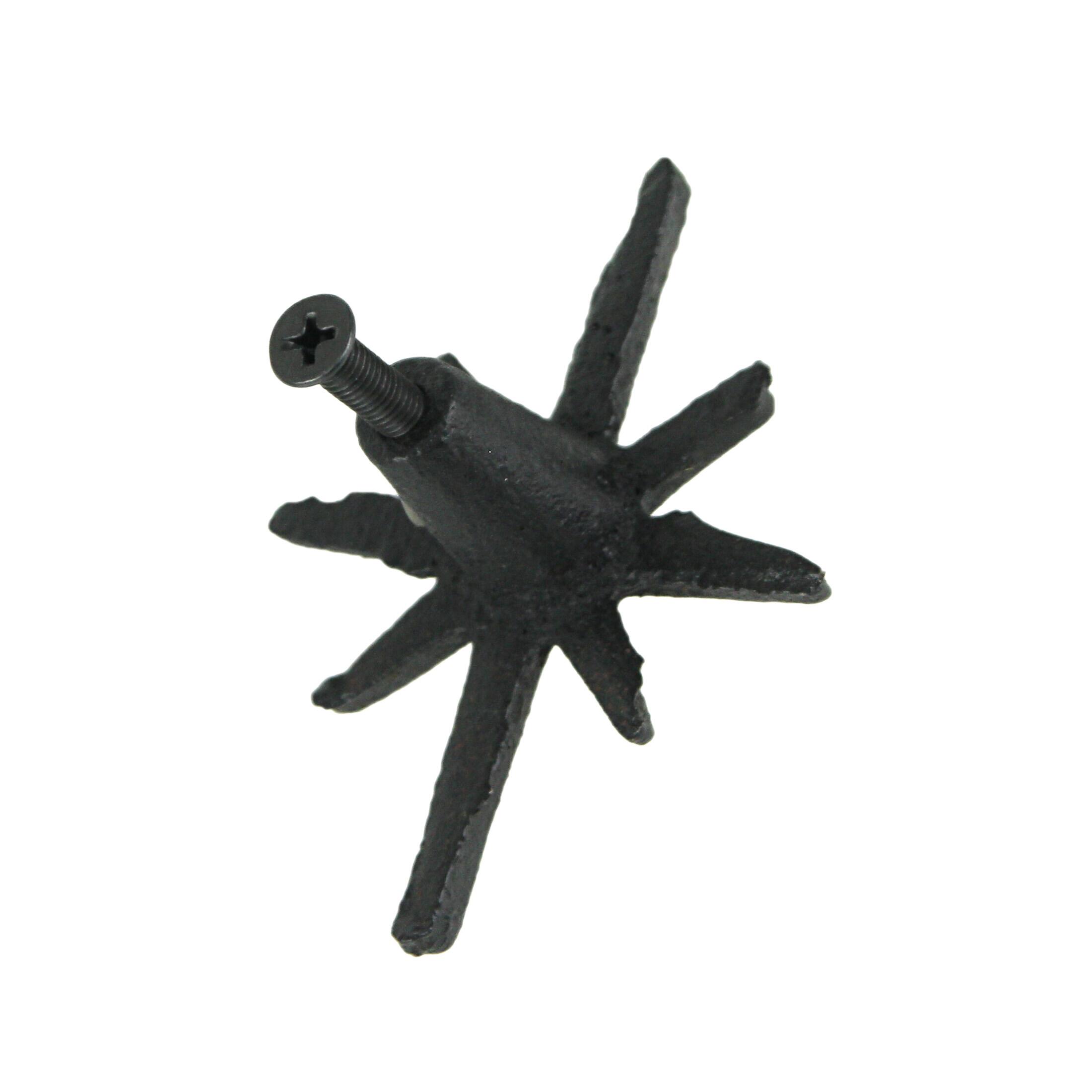 Alt View 2. Zeckos - Set of 6 Antique Black Finish Mid Century Modern Starburst Drawer Pulls Knobs - Black.