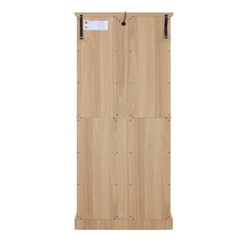 Alt View 8. LUCKY ONE - Freestanding Antique Curio Display Cabinet with Glass Doors Adjustable Shelves E26 Bulb for Collectibles - Oak.