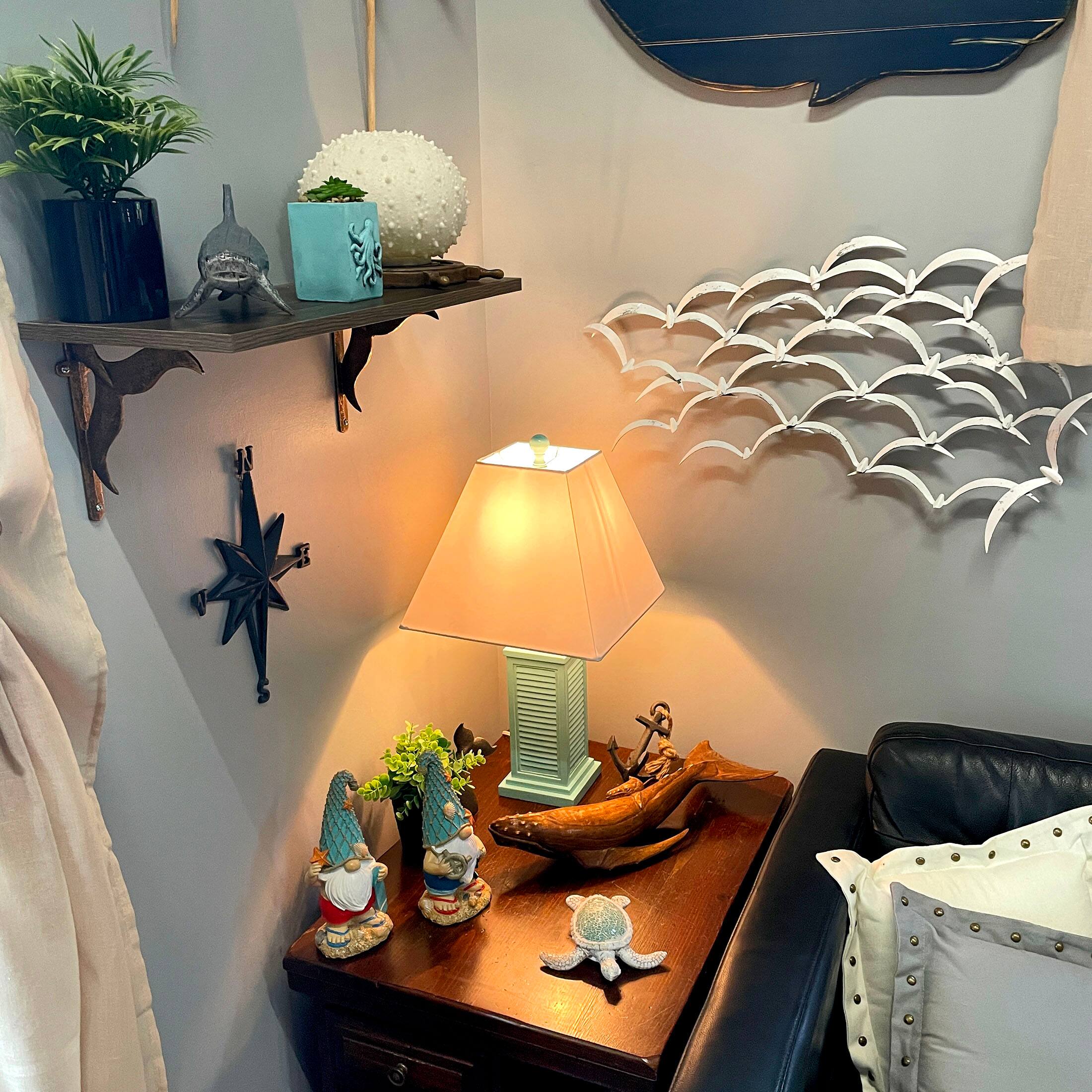 Alt View 7. Things2Die4 - Seafoam Green Shutter Table Lamp 24in Glossy Base 120V 60W Coastal Decor - Green.