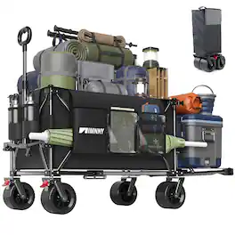 Loheer - 300L Folding Beach Wagon, 500 lb Heavy Duty Garden Cart with 58 Inch Tailgate and All Terrain Wheels