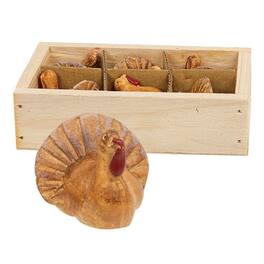 BreeBe - 6/Set Resin Turkeys in Crate - Natural, Red