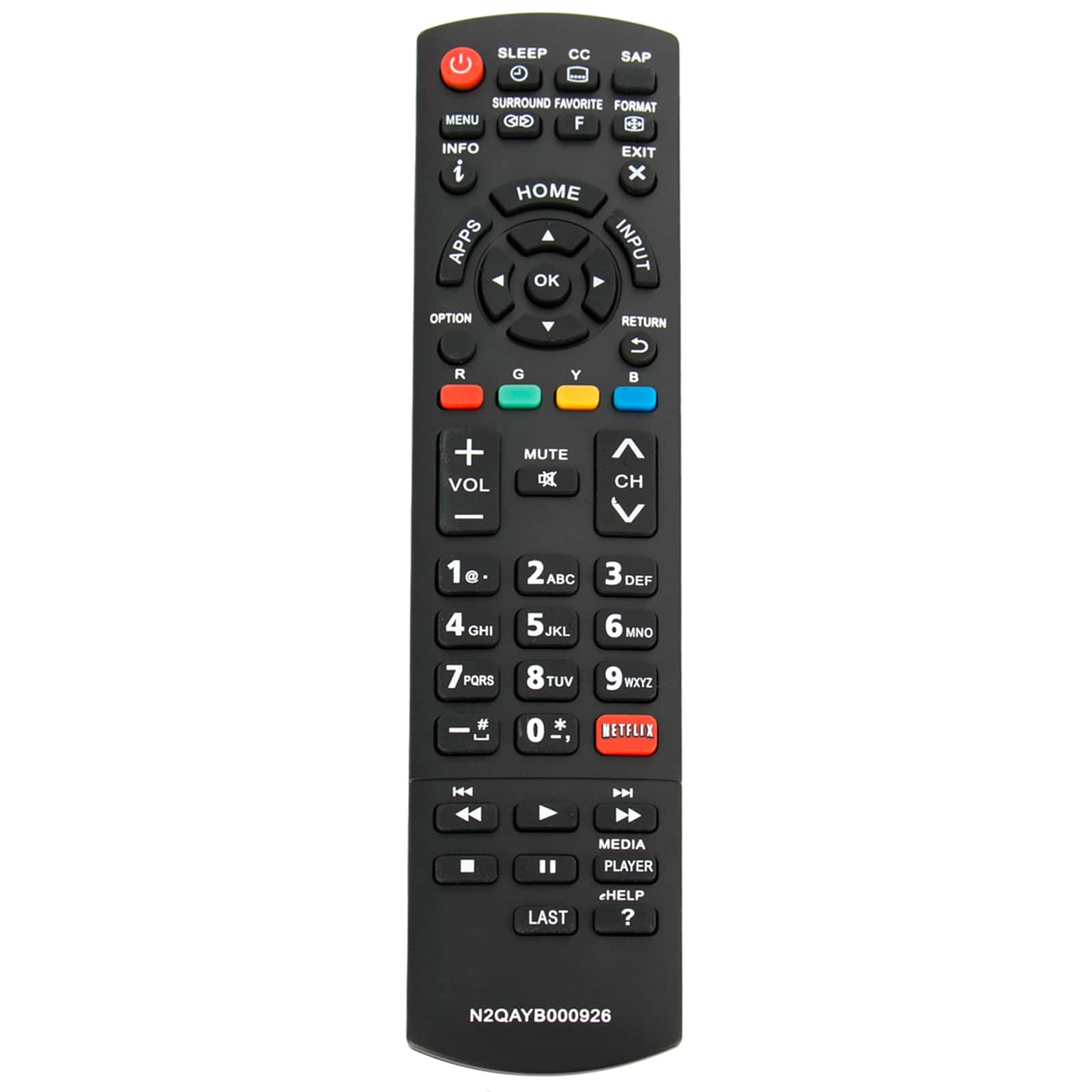 ZdalaMit - Replacement Remote N2QAYB000926 fit for Panasonic TV TC-39AS530U TC-40AS520U TC-42AS630U TC-50AS530U TC-50AS530UE - Black