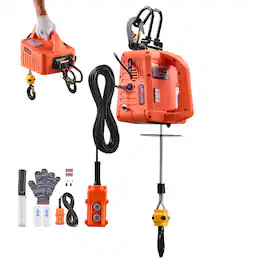 VEVOR - 3-in-1 Electric Hoist Winch, 1100 lbs Capacity, 1500W Portable Electric Power Winch, 25 ft Lifting Height - Orange