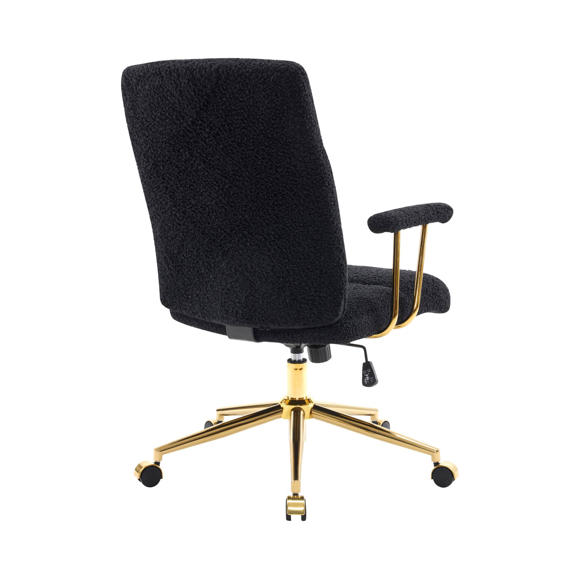 Angle. GOODSILO - Modern Textured Fabric Office Chair with Adjustable Height and Padded Armrests - Black.