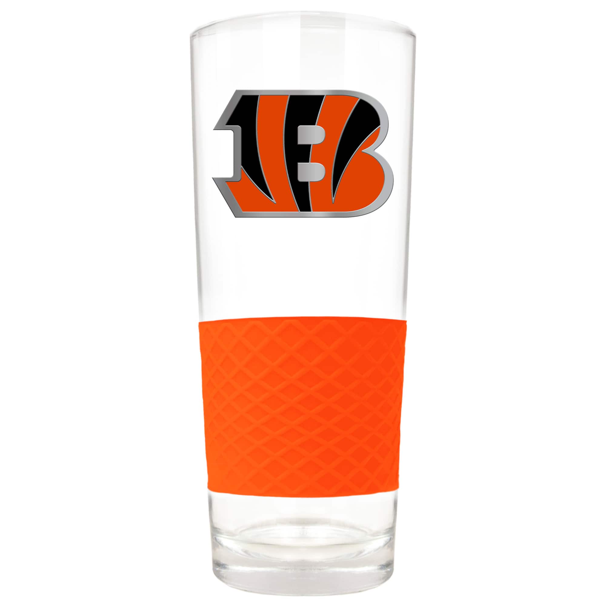 Front. Great American Products - Cincinnati Bengals 22oz. Pilsner Glass with Silicone Grip - Orange.