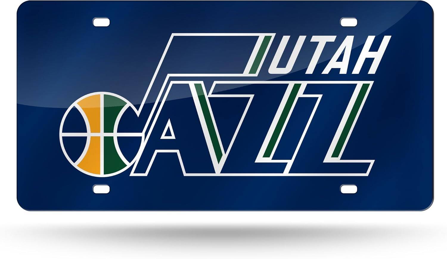 Utah Jazz Basketball Blue Mirrored Laser Cut License Plate Laser Tag