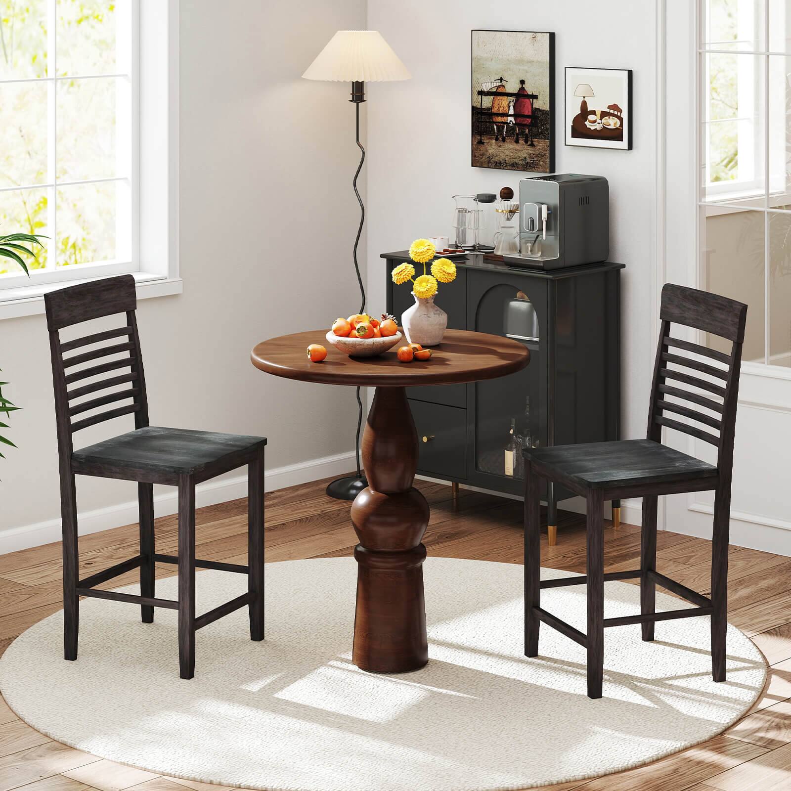 Alt View 1. Costway - Costway Counter-Height Dining Chair Set of 2 with Footrests Solid Wood Frame Modern - Gray.