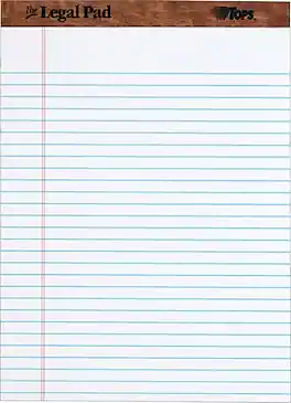 TOPS - The Legal Pad Notepad, 8.5" x 11.75", Wide Ruled, 50 Sheets/Pad, 1 Pad/Pack (TOP 7533) - White