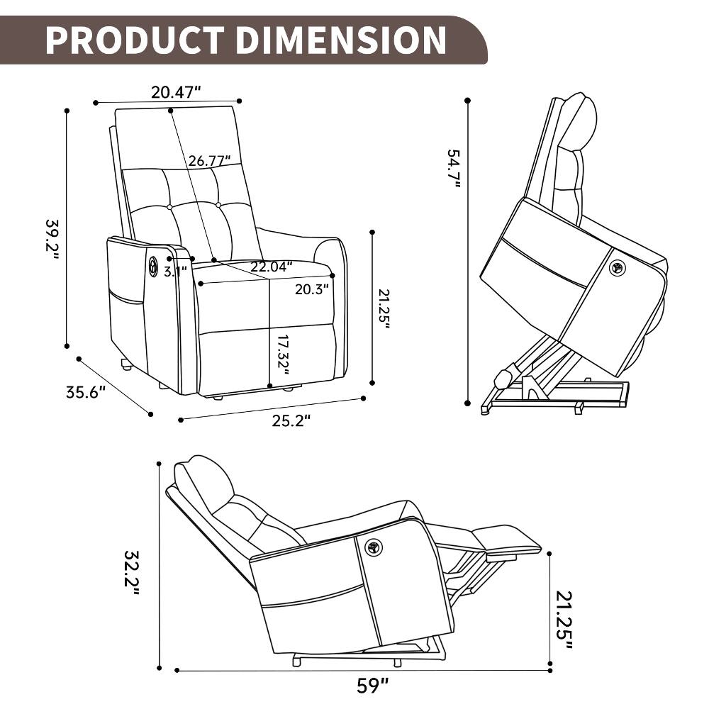 PRODUCT DIMENSION

20.47"  
39.2" 35.6"  
26.77" 3.1" 22.04" 20.3" 17.32" 25.2"  
21.25"  
54.7"  
32.2"  
59"  
21.25"