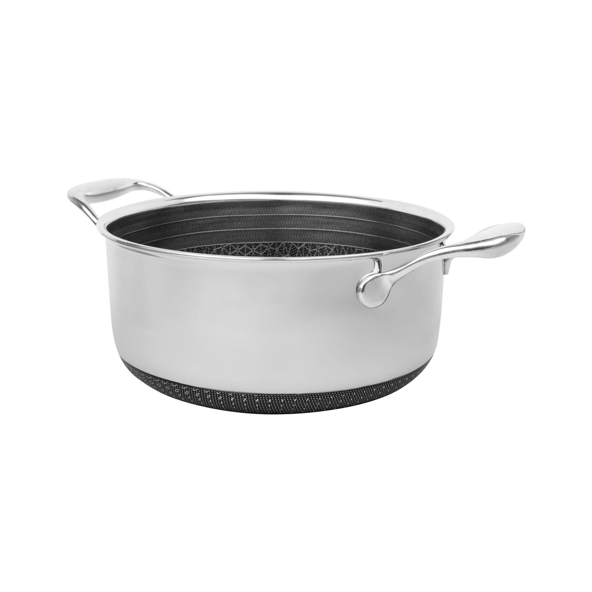 Alt View 2. Livwell Brands - DiamondClad™ 6 Quart Hybrid Nonstick Stainless Steel Stock Pot and Lid, Dishwasher Safe, PFOA-free – Silver/Black - Black/Silver.