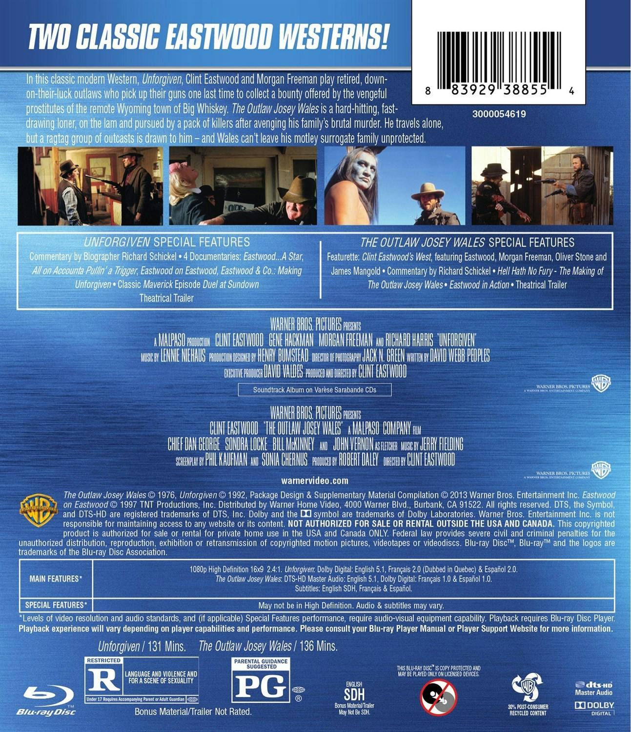 Back. Unforgiven/The Outlaw Josey Wales (Blu-ray Double Feature) [Blu-ray].