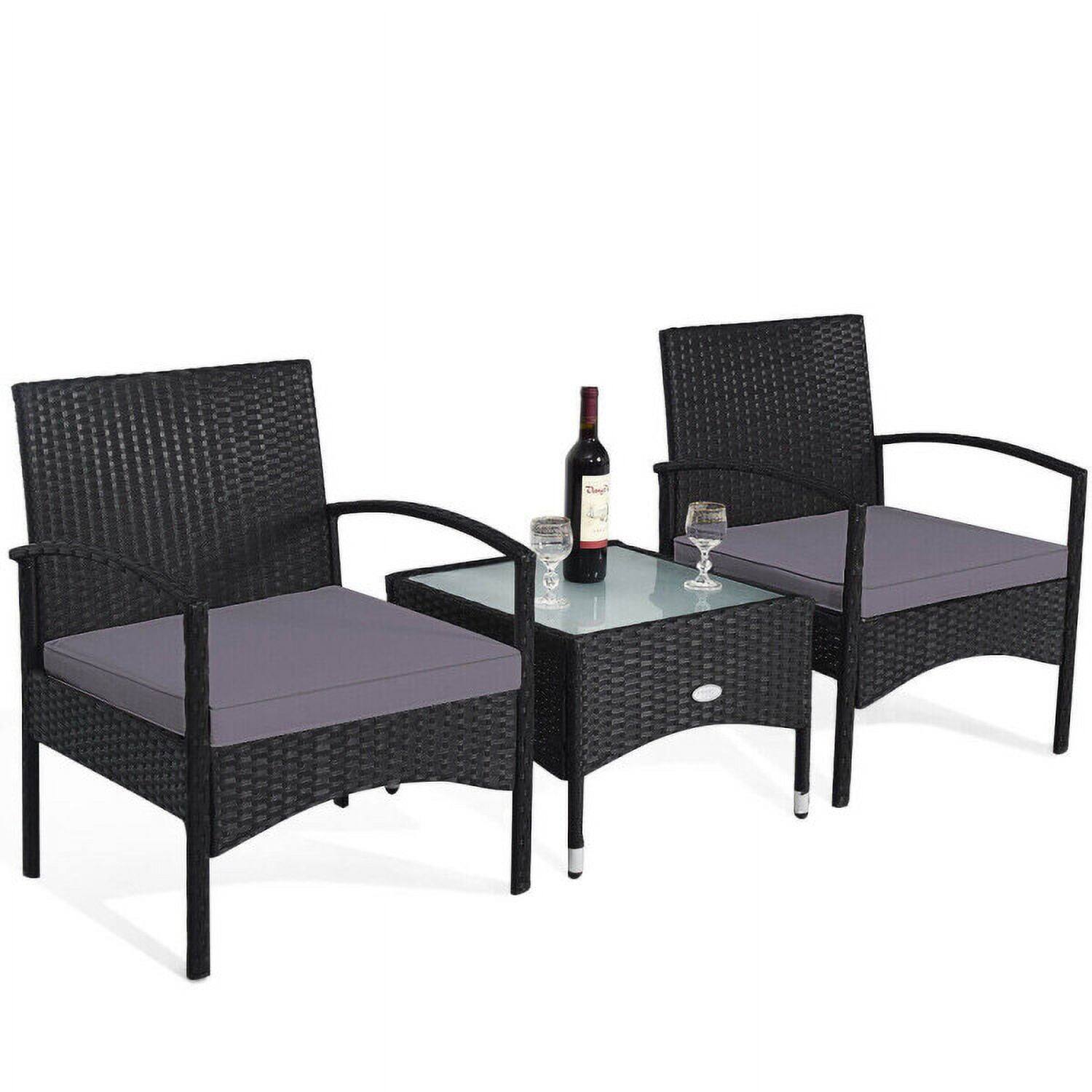 Back. Kadyn - 4 Pieces Outdoor Rattan Conversation Set, Outdoor Furniture Garden Conversation Sets with Comfortable Cushion - Gray.
