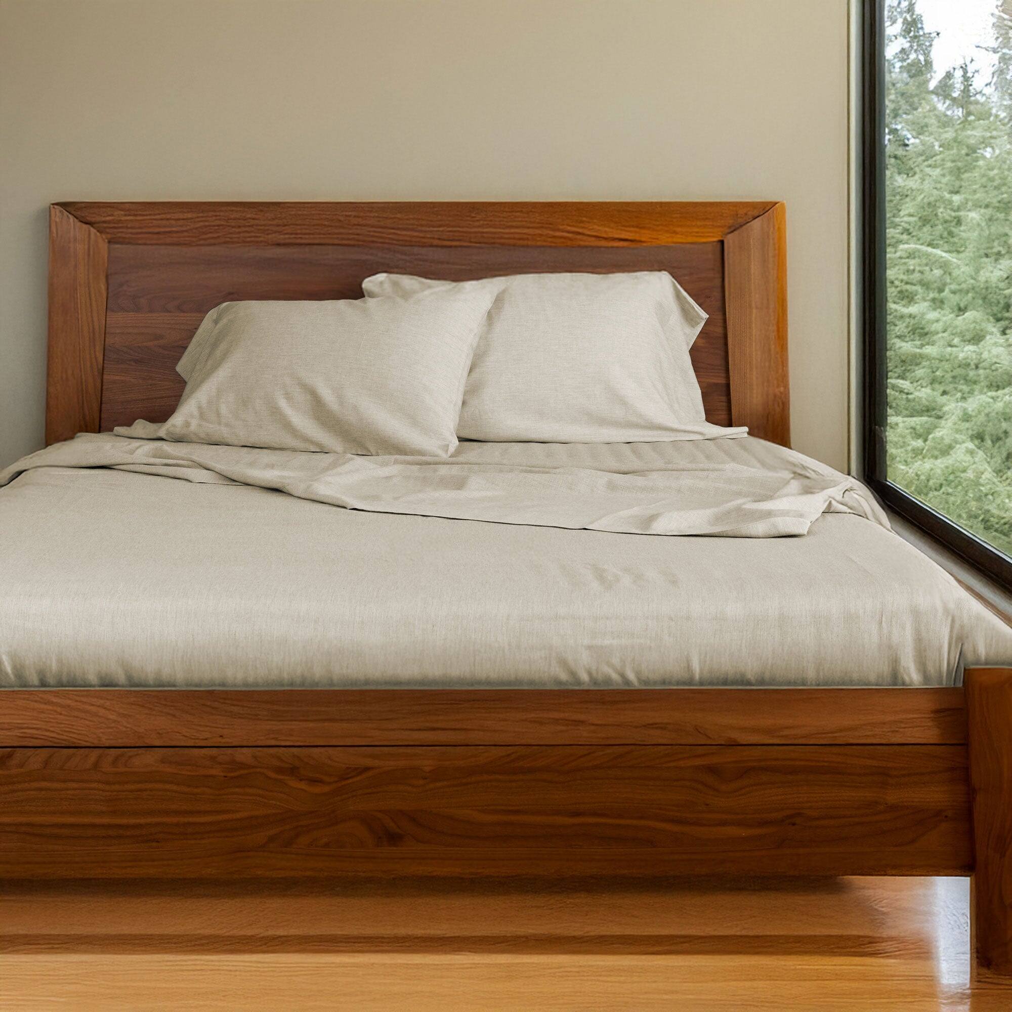 Alt View 3. BedVoyage - Melange viscose from Bamboo Cotton Bed Sheet - Beige.