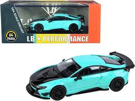 BMW i8 Liberty Walk Peppermint Green with Black Hood "LB Performance" Series 1/64 Diecast Model Car by Paragon - Green And Black