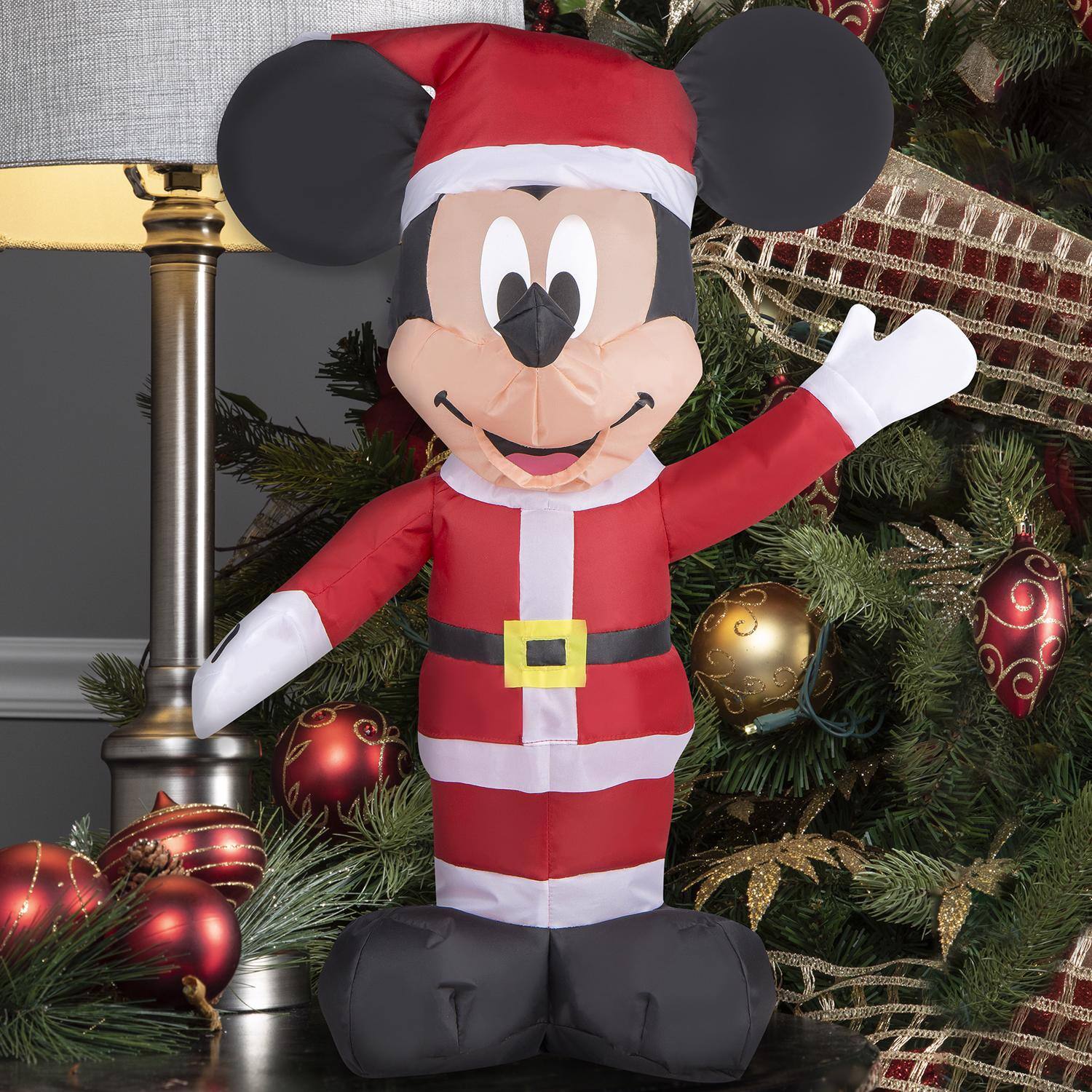 Angle. Disney - Disney Airdorable Airblown Red Mickey Mouse Santa Inflatable 21 in. - Multicolored|Red.