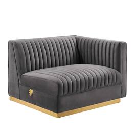 Sanguine Channel Tufted Performance Velvet Modular Sectional Sofa Right-Arm Chair by Modway - Gray