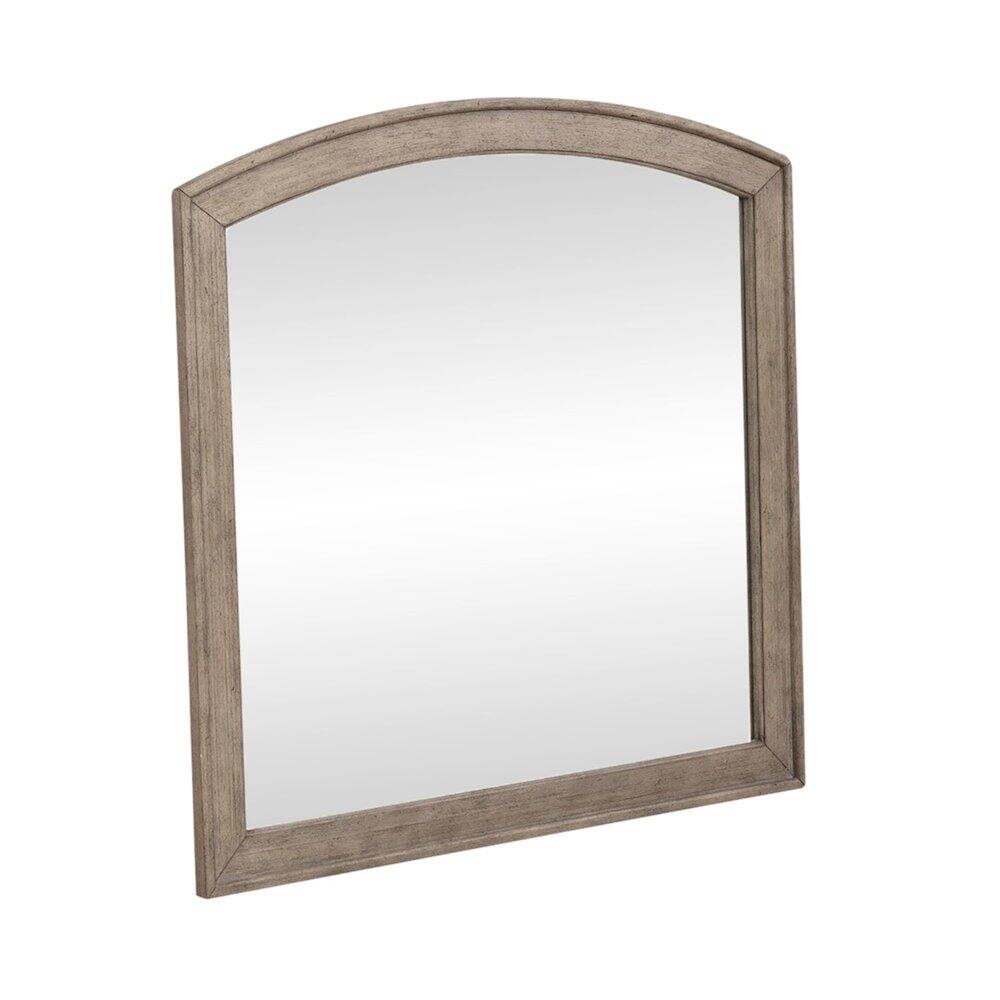 Alt View 1. Liberty Furniture Industries - Arched Mirror with Dresser Mount 41" x 40"- Burnished Beige Oak Wood Frame - Burnished Beige.