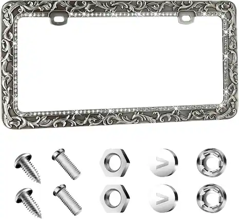 Front. Valor - Valor Metal Car License Plate Frames, Universal 2 Holes Automotive Replacement Parts Plate Holder(1 Pack) - Sliver.