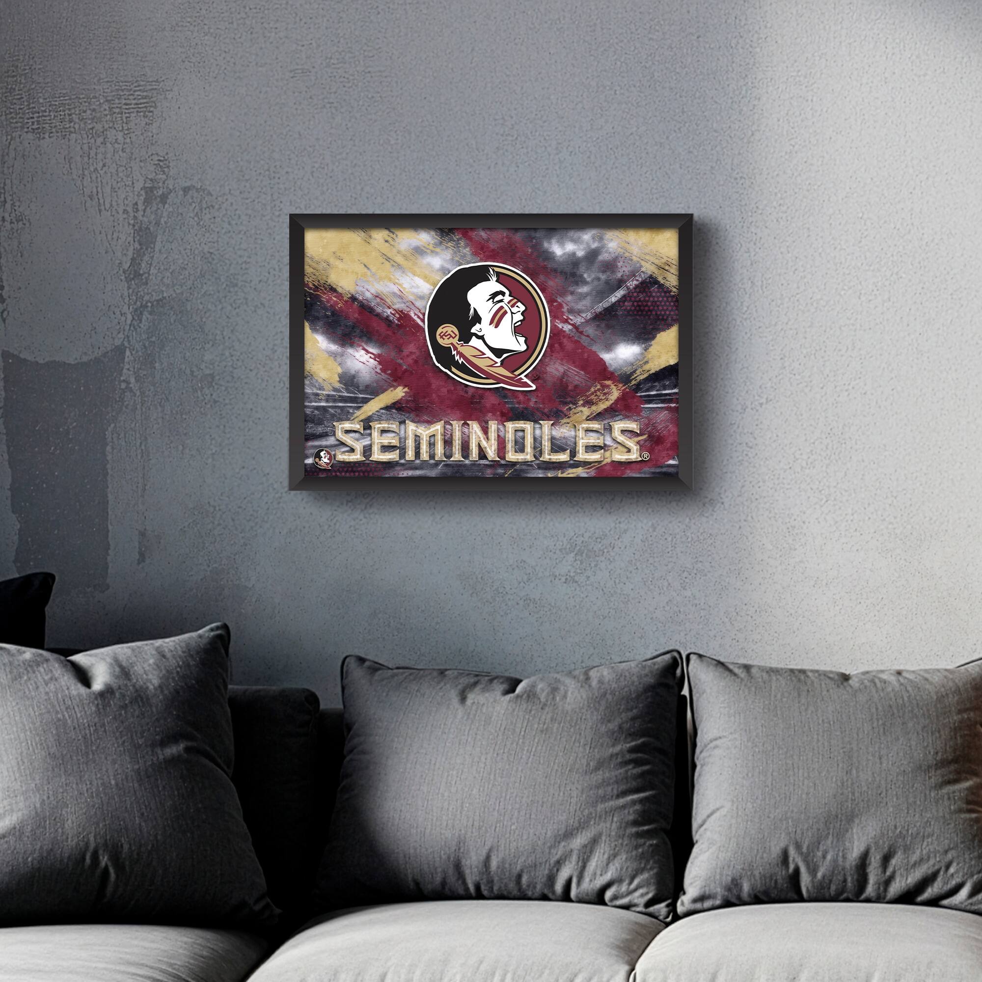 Alt View 1. Sporticulture - Florida State Seminoles 14" x 20" Brush Stroke Logo Framed Art Print - Multicolor.